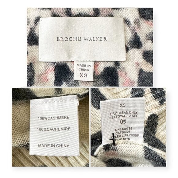 New with tag, Brochu Walker Kelso Leopard Print Cashmere V-neck Sweater, Size X - Picture 12 of 15
